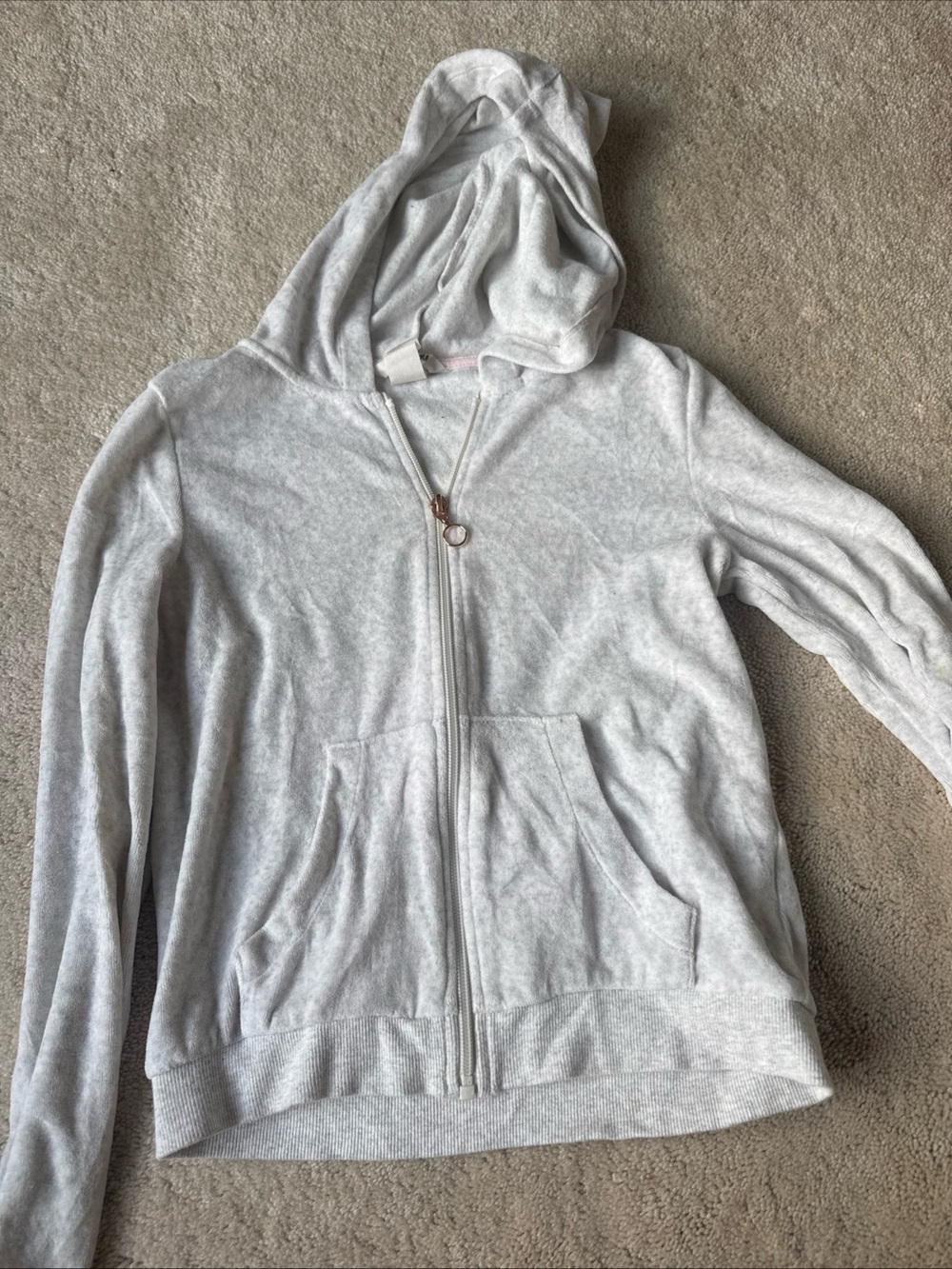 H&M Light Gray Basic Zip Hoodie velvet